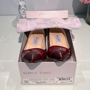 *PRICE DROP*Jimmy Choo-Maroon Pumps w Orig Box & Shoe Bag-Near perfect condition